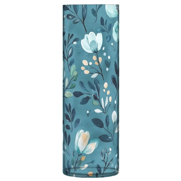 Plastic Vase 11.8 x 3.9 Inch Vase Transparent Non-Breakable Plastic Ornamental Culture Bottle Storage Jar Modern Family Wedding Decoration Cartoon Teal Flowers Seamless