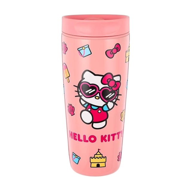 Vaso My Shop Hello Kitty de acero Inoxidable con Tapa y Popote para Agua de 591 ml.