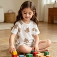 thumbnail image 5 of Lumosvexa Girls Sleepwear Outfit Sets Crew Neck T-Shirt and Baggy Shorts Summer Soft Cute Cotton Clothes 2 Piece White Size 7-8, 5 of 6