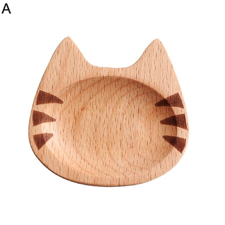 

Meizhencang Exquisite Sauce Dish Comfortable Touch Wooden Cartoon Cat Shaped Dipping Bowl for Desktop