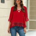 thumbnail image 2 of Fesfesfes Mama Tshirt Women's Short Sleeves Casual Tops V- Neck Solid Color Blouse T-shirt Womens Fashion 2024 L(US:8), 2 of 9