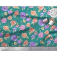 thumbnail image 2 of Soimoi Green polyester Crepe Fabric Flower & Leaves Watercolor Print Fabric by the Yard 52 Inch Wide, 2 of 3