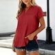 thumbnail image 2 of Camisetas de Manga Corta Extra Larga para las Mujeres Blusa con Cuello en V Azul Claro, 2 of 8