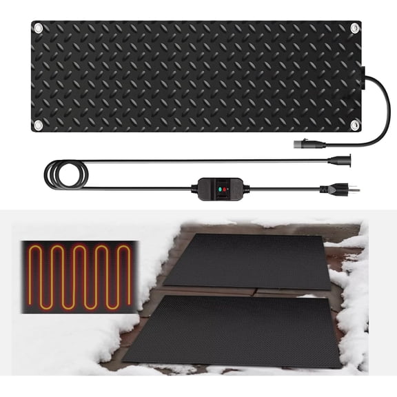Heated Snow Melting Mats for walkways Stairs- Outdoor Heated Mats- Non-Slip Electric Heated Foot Mats for Winter Snow Removal- Heated Snow Melting Mat for Stairs garages Driveway