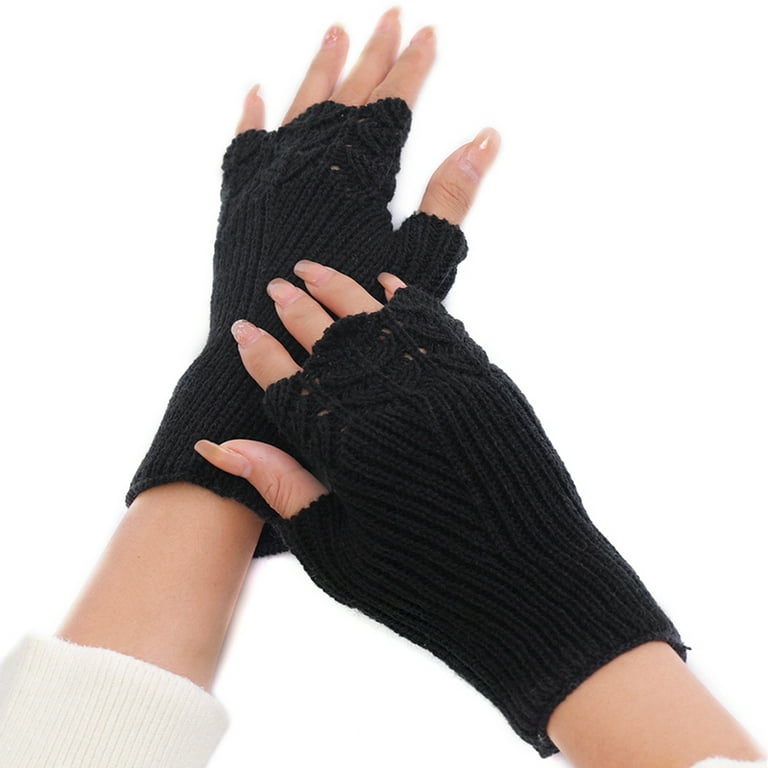 iMongol- Pure Wool Mens Half Fingers Mid Fingerless Gloves Mittens For Women Men