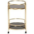 thumbnail image 4 of Baxton Studio Leighton Contemporary Glam and Luxe Gold Metal and Tempered Glass 2-Tier Wine Cart, 4 of 6