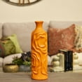 thumbnail image 3 of UTC24451: Ceramic Round Cylindrical Vase with Neck and Wrinkled Sides MD Gloss Finish Orange, 3 of 3