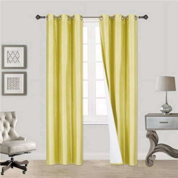 YELLOW 1-Piece Noa Solid Blackout Grommet-Top Window Curtain Panel 37" W x 95" L