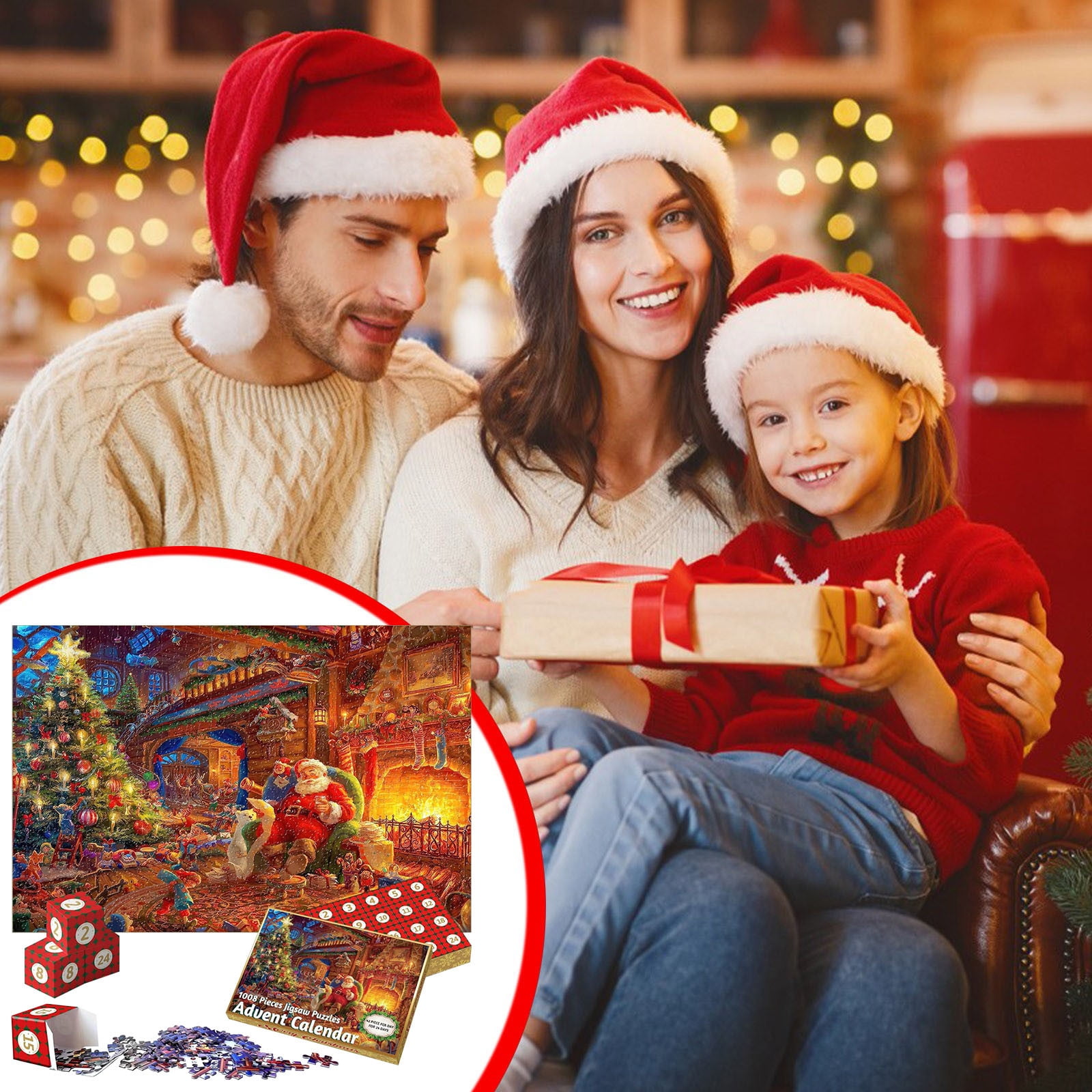Advent Calendar 2023 Christmas Jigsaw Puzzles - Christmas Dogs 1008 Pieces Christmas Puzzles for Kids and Adults, 24 Boxes Advent Calendars Countdown to Christmas Toys Gift Puzzle