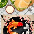 thumbnail image 3 of Amarainy Koi Fish And Cherry Blossom Design Linen Table Mats Set Of 4 For Home Kitchen Table Decor 12x18 inch, 3 of 5