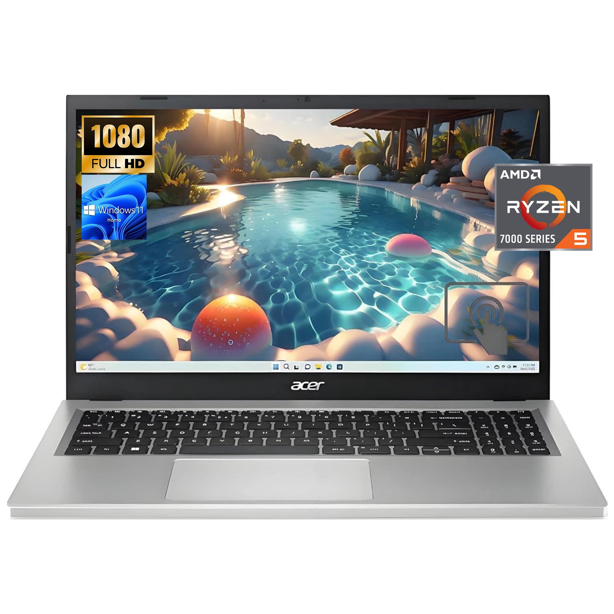 Restored Acer Aspire 3 15.6 FHD Touchscreen Business Laptop, AMD Ryzen 5 7520U CPU, 16GB DDR5 RAM 1TB SSD, Wi-Fi 6, Windows 11 Home (Refurbished)
