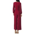 thumbnail image 3 of INSPIRE CHIC Women's Wide Leg Pants Jumper Long Sheer Sleeve Cocktail Jumpsuits 2XL Wine Red, 3 of 6