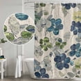 thumbnail image 4 of Teal Green Grey Leaves Shower Curtain Set - 72" x 78" Washable Bathtub Curtain with 12 Hooks, Vintage Beige Crack Texture Waterproof Fabric Stall Shower Curtains for Bathroom/Bathtub Décor, 4 of 6