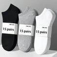 thumbnail image 2 of 15 Pairs of Ankle Socks Suitable for All Seasons - Black/White/Gray, Breathable Soft and Comfortable Sports Socks, Simple and Fashionable, 2 of 10