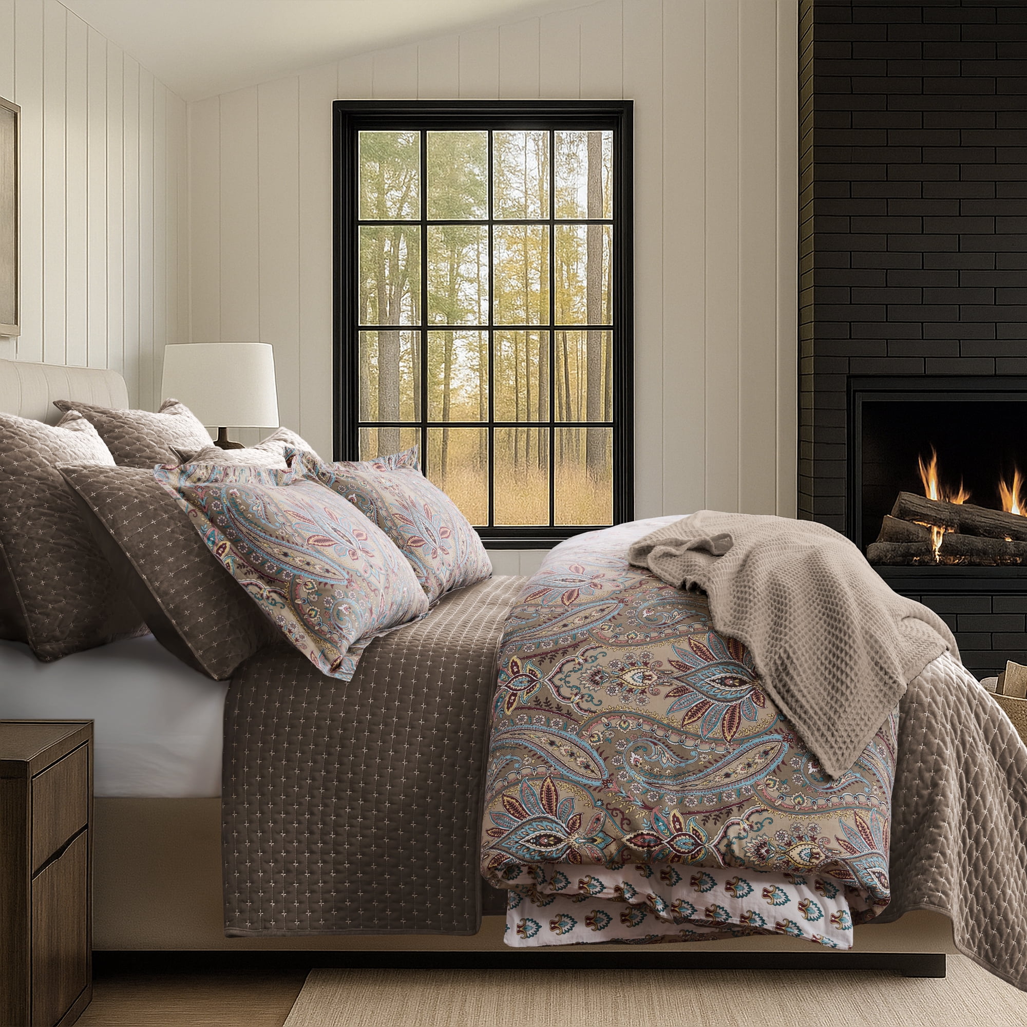 Levtex Home - Kasey Comforter Set - Twin Comforter + One Standard Pillow Cases - Paisley - Red, Beige, Maroon, Taupe and Blue - Comforter (68 x 88in.) and Pillow Case (26 x 20in.) - Cotton