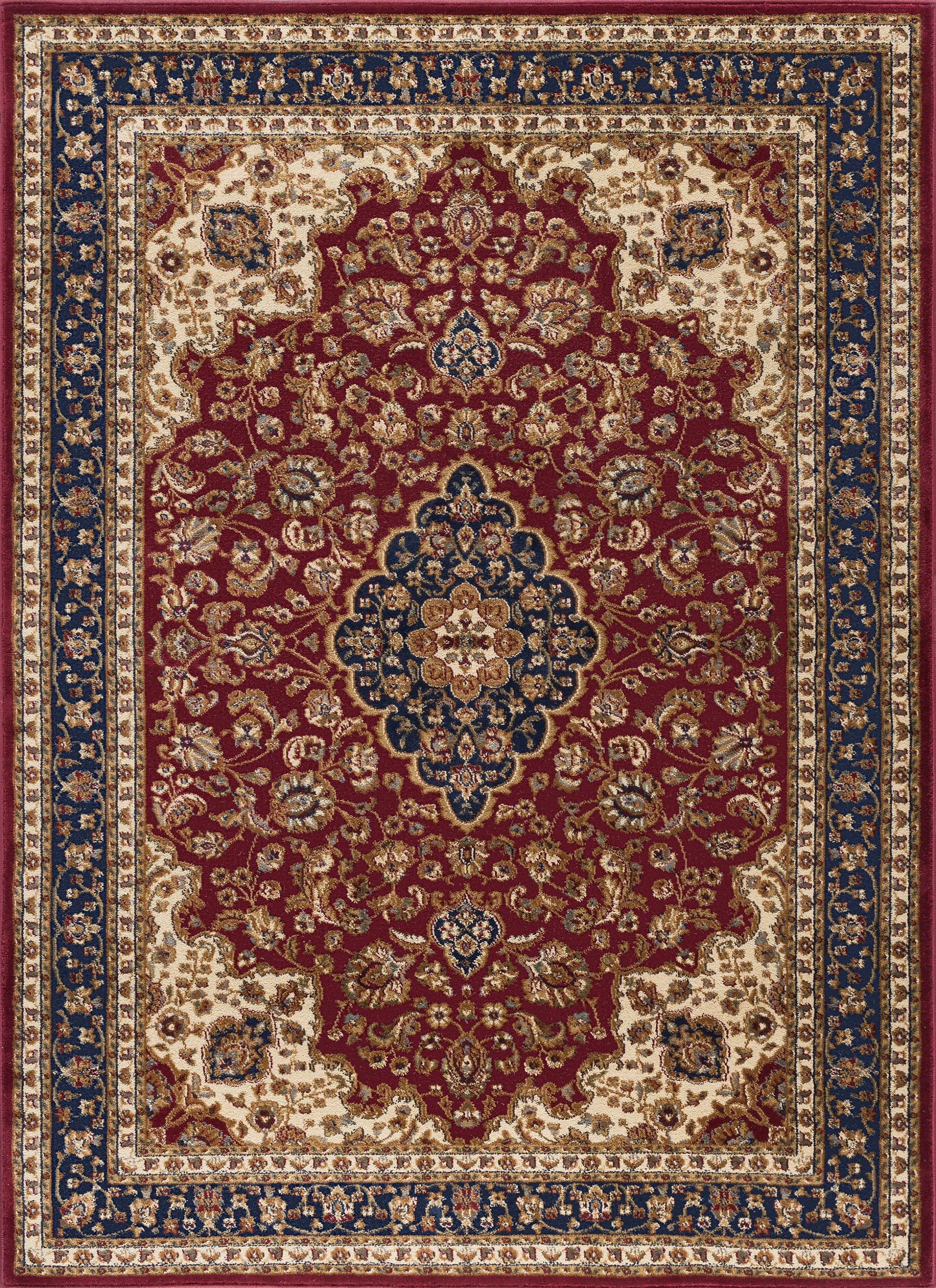 Sensation Transitional 8' x 10' Red and Beige Polypropylene Indoor Area Rug