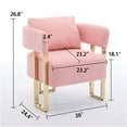 thumbnail image 5 of JERFIT Modern Accent Chair with Gold Metal Legs, Plush Teddy Fabric Upholstered Armchair for Living Room, Office, Dressing Area, Pink, 5 of 10