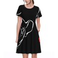 thumbnail image 1 of Bixox Robe d'Été à Manches Courtes pour Femmes Robe Ample Longueur Genou avec Poches-Bouledogue Français, 1 of 7
