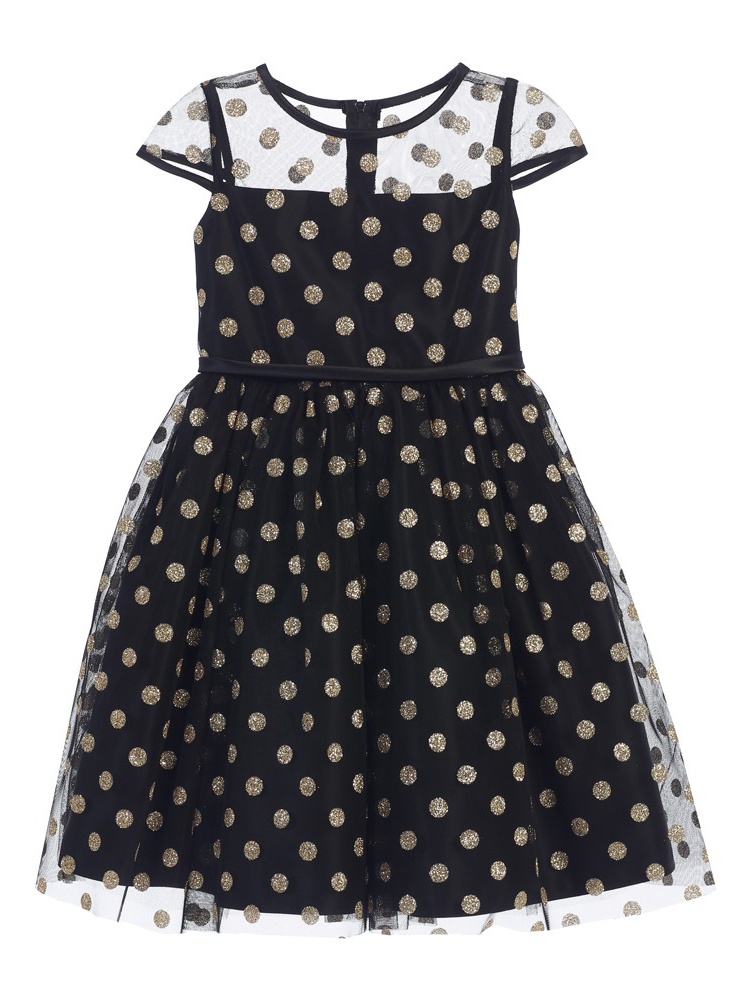 black and gold polka dot dress
