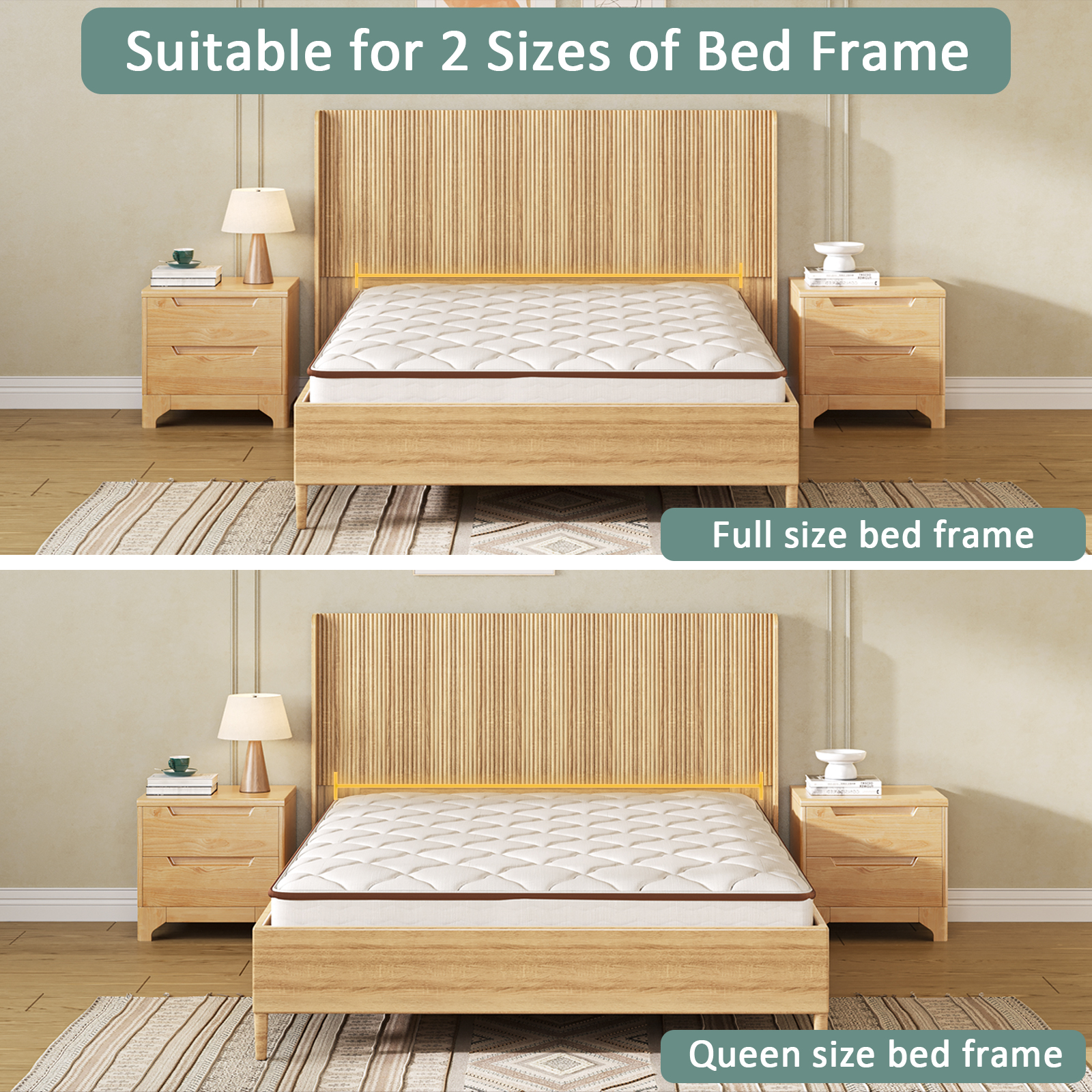 63.9" Wood Fluted Headboard, Farmhouse Wall Mount Headboards, Fits Full/Queen Size Bed Frames
