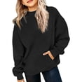 thumbnail image 7 of WAYUTE Girls Sweatshirt Neck Solid Color Loose Fit Long Sleeve Pullover for Big Kids Fall Outfits Versatile Casual Outdoor,Black,Size 5-6 Y, 7 of 7