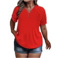 thumbnail image 1 of Tamaño Más Manga Corta Tops para Mujeres Verano Color Sólido Puff Manga Corta Suelta Moda Cuello Redondo Top, 1 of 6