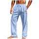 thumbnail image 2 of Pantalones casuales de longitud completa para hombre, color sólido, bolsillo, cintura elástica, rectos, de poliéster., 2 of 8