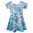 thumbnail image 4 of Yuyamidu Blue Butterfly A Line Dresses for Kids Girls 5-6 Bling One-Shoulder Swing Dress Elastic Comfortable Skater Dress Formal Party Special Occasion Flowy Dresses, 4 of 6