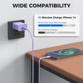 thumbnail image 7 of iPhone 17 16 15 Charger USB C Charge, [MFi Certified] 20W PD Fast Type C Charger Block with 6FT USB C Cable Compatible with iPhone 17/16/15, iPad, Galaxy, Android Purple, 7 of 7