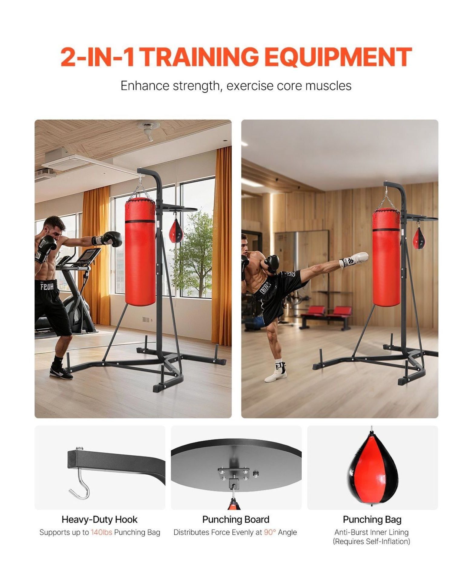 Punching Bag Stand 2 in 1 Heavy Duty Boxing Frame Fitness Steel Gym Quality