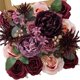 thumbnail image 1 of Ramo de flores artificiales Serwalin de seda rosa borgoña, 1 of 8