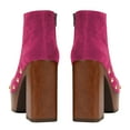 thumbnail image 3 of XYD Women Clog Platform Studded Ankle Boots Block Heels Round Toe Side Zip Booties Night-out Party Shoes Size 15 Magenta, 3 of 4