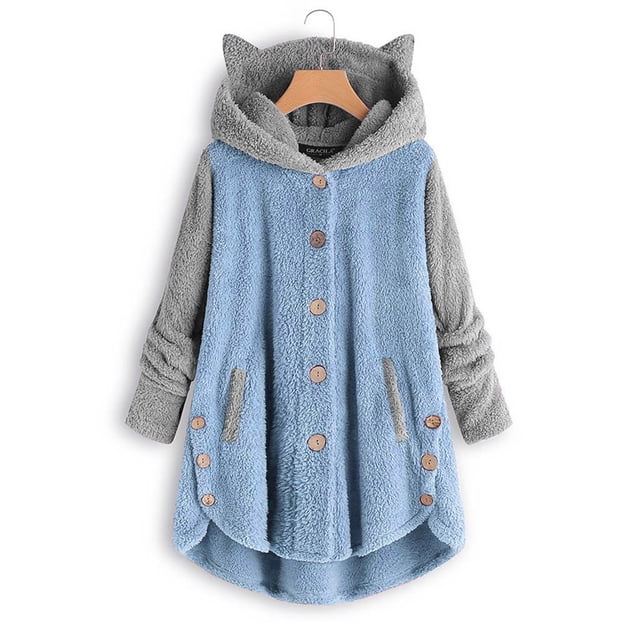 Pntutb, abrigo con botones para mujer, tops de retazos, jersey con capucha, suéter suelto, blusa de talla grande Pntutb Pntutb-1172