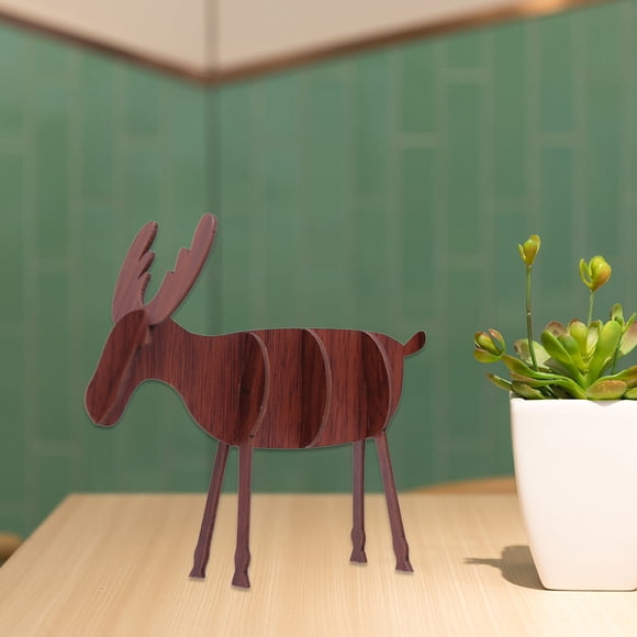Hytrove tabletop reindeer ornaments Deer Elk Props Wood Coffee 1Pcs Family Interactive Play for Wall Decoration