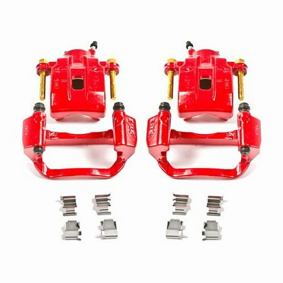 Power Stop Rear Pair of Red Powder Coated Calipers S3276