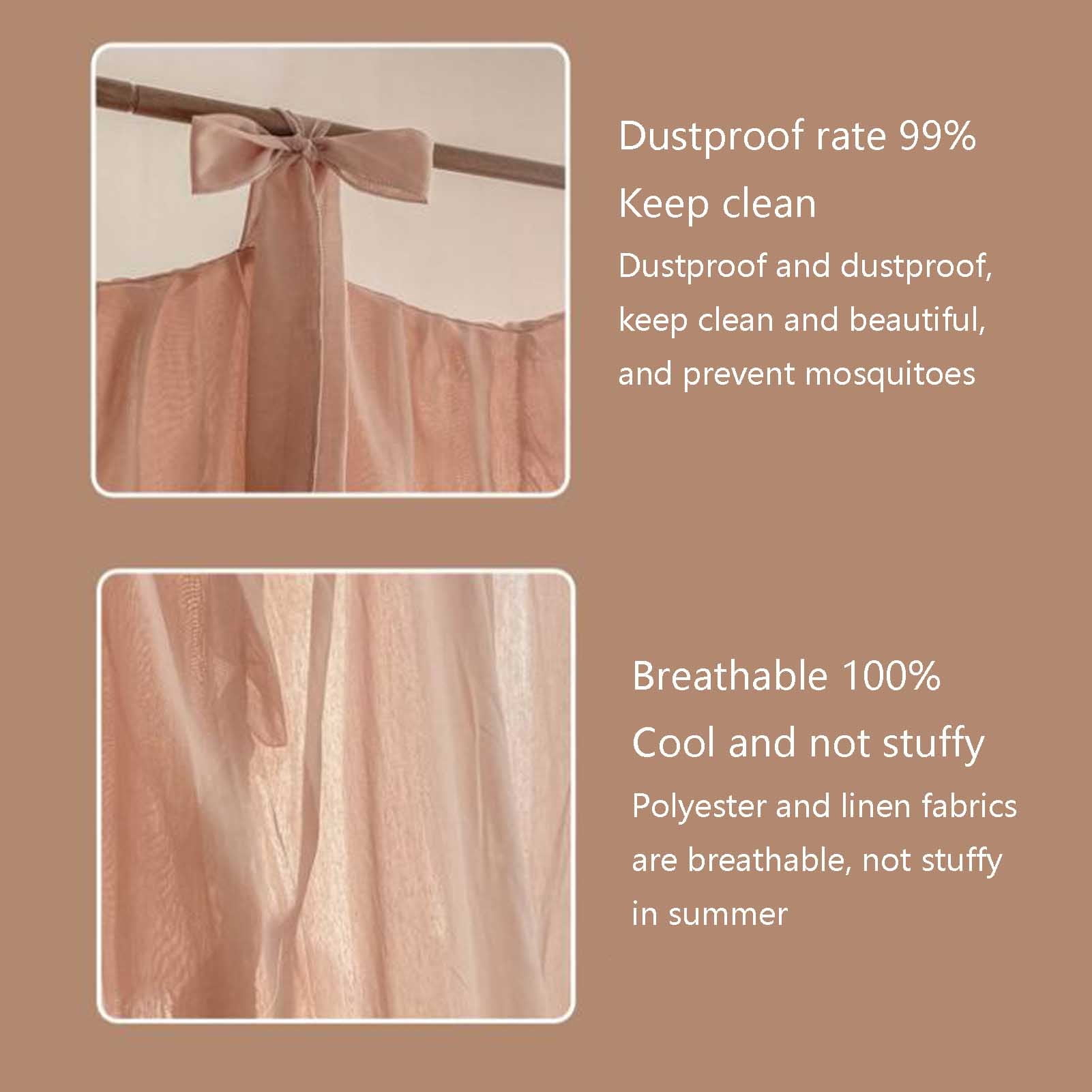 Canopy Bed Curtains with Canopy Frame,Bed Drapes Mosquito Net for Bed,4 Poster Bed Canopy for Girls Bedroom Decoration Accessories