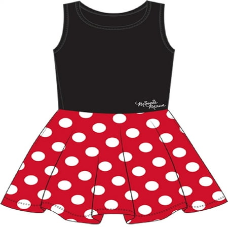 Disney Youth Girls Tank Dress Cosplay Minnie Mouse Polka Dots Black Red XS