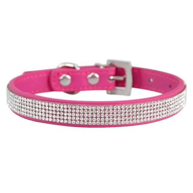 Crystal Glitter Rhinestones Pet Collar Leather Puppy Necklace Collars For Small Medium Large Dogs Cat Chihuahua Pug Accessories ShopWise Round