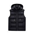 thumbnail image 2 of BAETEUY Men Waistcoat - Stand Collar Hooded Sleeveless Zipper Placket Down Cotton Vest with Pockets, 2 of 8