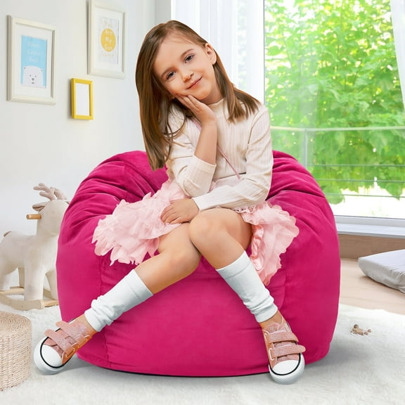 Hobestluk Bean Bag Chairs 2.5FT Bean Bag Chair with Memory Foam Filled & Machine Washable Cover Bean Bag Chairs for Playroom, Living Room, Bedroom(Pink)