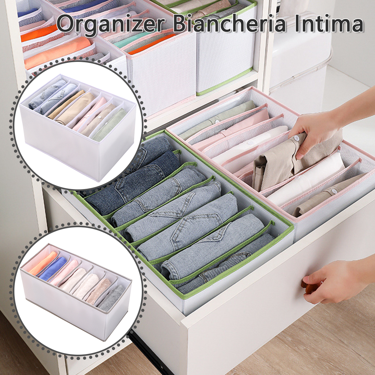 HOTBEST Underwear Storage Boxes Foldable Drawer Organizer 7 Grids