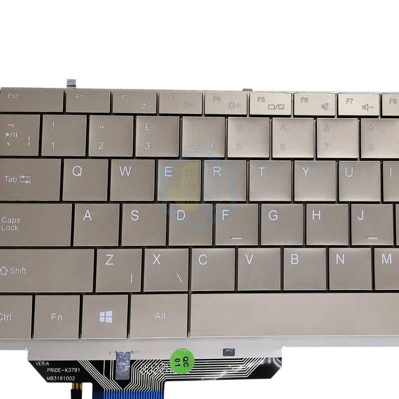 UK GB US English Laptop Backlit Keyboard Light MB3191002 PRIDE-K3791 Notebook Backlight Replacement Keyboards Gold Keycaps