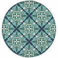 thumbnail image 1 of homeroots home decor 388671 8’ Round Blue and Green Floral Indoor Outdoor Area Rug, 1 of 1