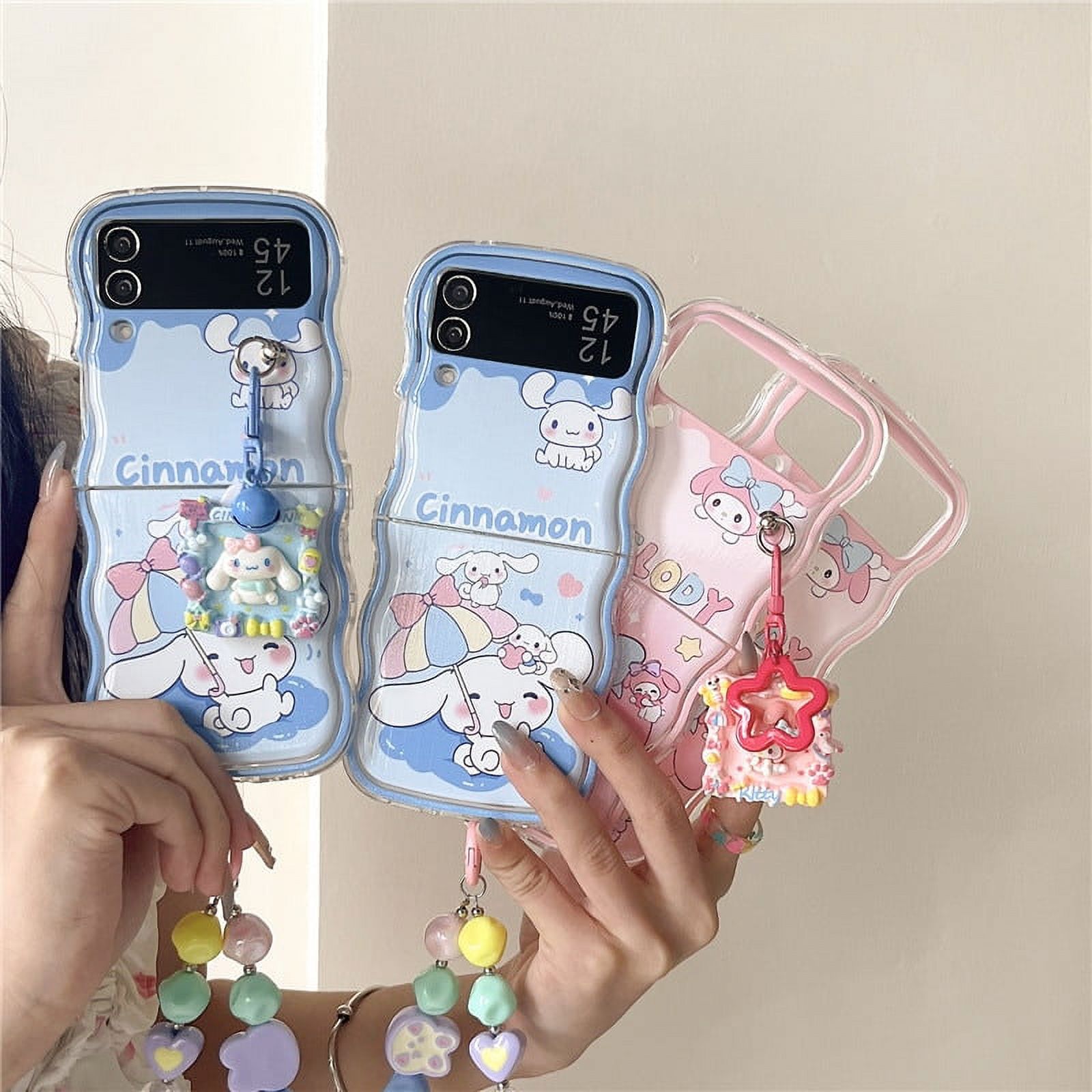 Wavy Phone Case For Samsung Galaxy Z Flip 4 5 3 Cinnamoroll Cute