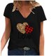 thumbnail image 2 of Pntutb - Camiseta holgada con cuello en V para mujer, informal, a la moda, con estampado de manga corta Pntutb Pntutb-5278, 2 of 3