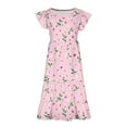 thumbnail image 3 of Zpanxa Robes Florales pour Filles Été Manches Courtes Manches Volantées Col Rond Imprimé de Fleurs Taille Poche Robe Superposée Polyester Spandex Multicolore 6-7 Ans, 3 of 5