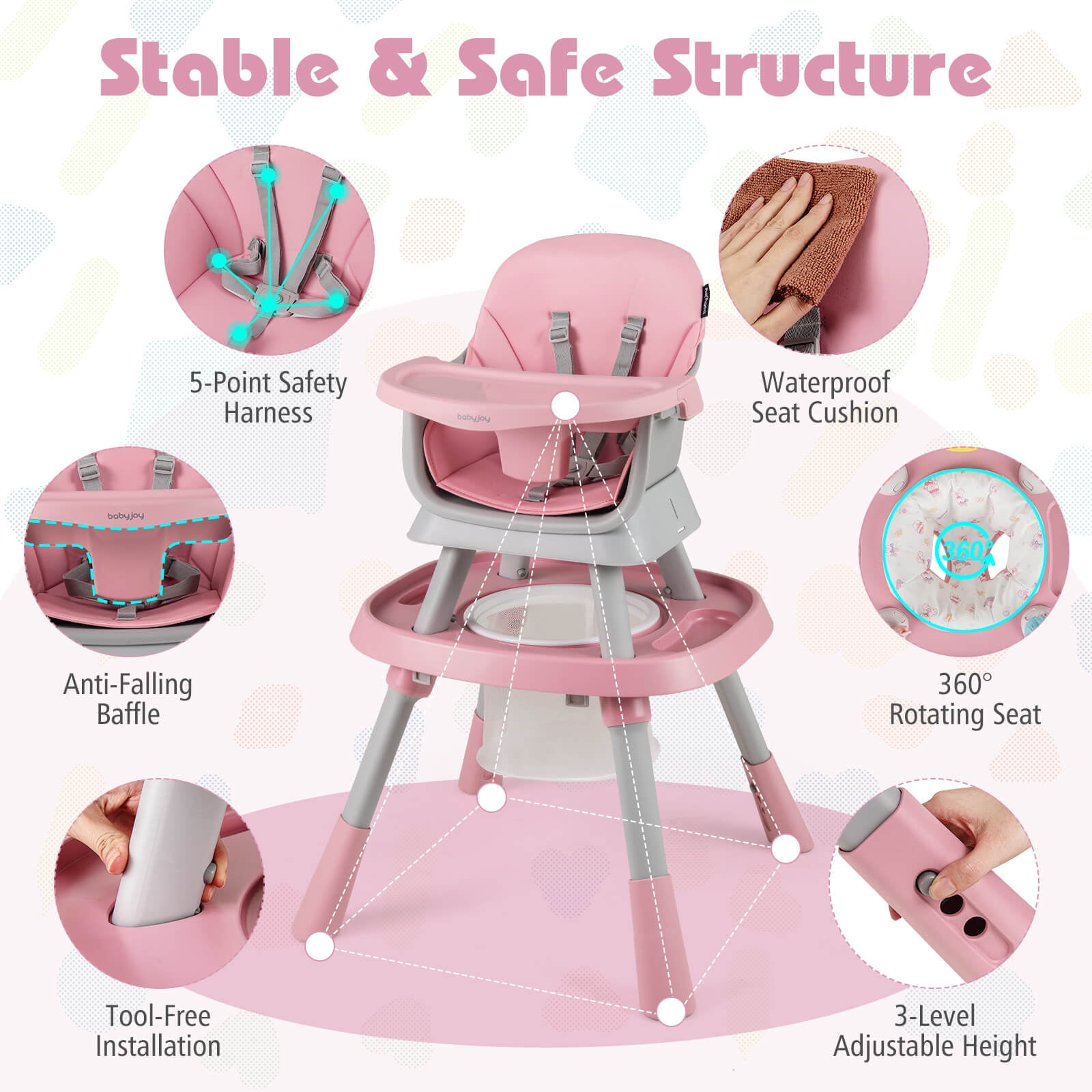 Infans 16-in-1 Baby High Chair with Activity Center Booster Seat Building Block Table