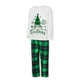 thumbnail image 5 of Hirigin Store Family Matching Christmas Pajamas Set, Long Sleeve Christmas Tree  Letter Print Tops Green Plaid Pants Sleepwear Outfits, 5 of 9