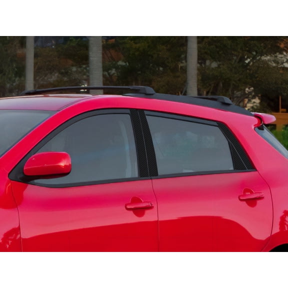 Rvinyl Pillar Post Window Trim Compatible with Toyota Matrix 2009-2013 - Carbon Fiber 3D (Black)