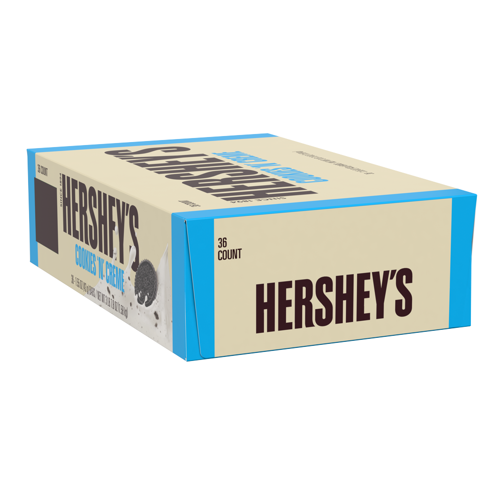 Hershey's Cookies n Crème, Standard Candy Bar Box, 1.55 oz, 36 Ct